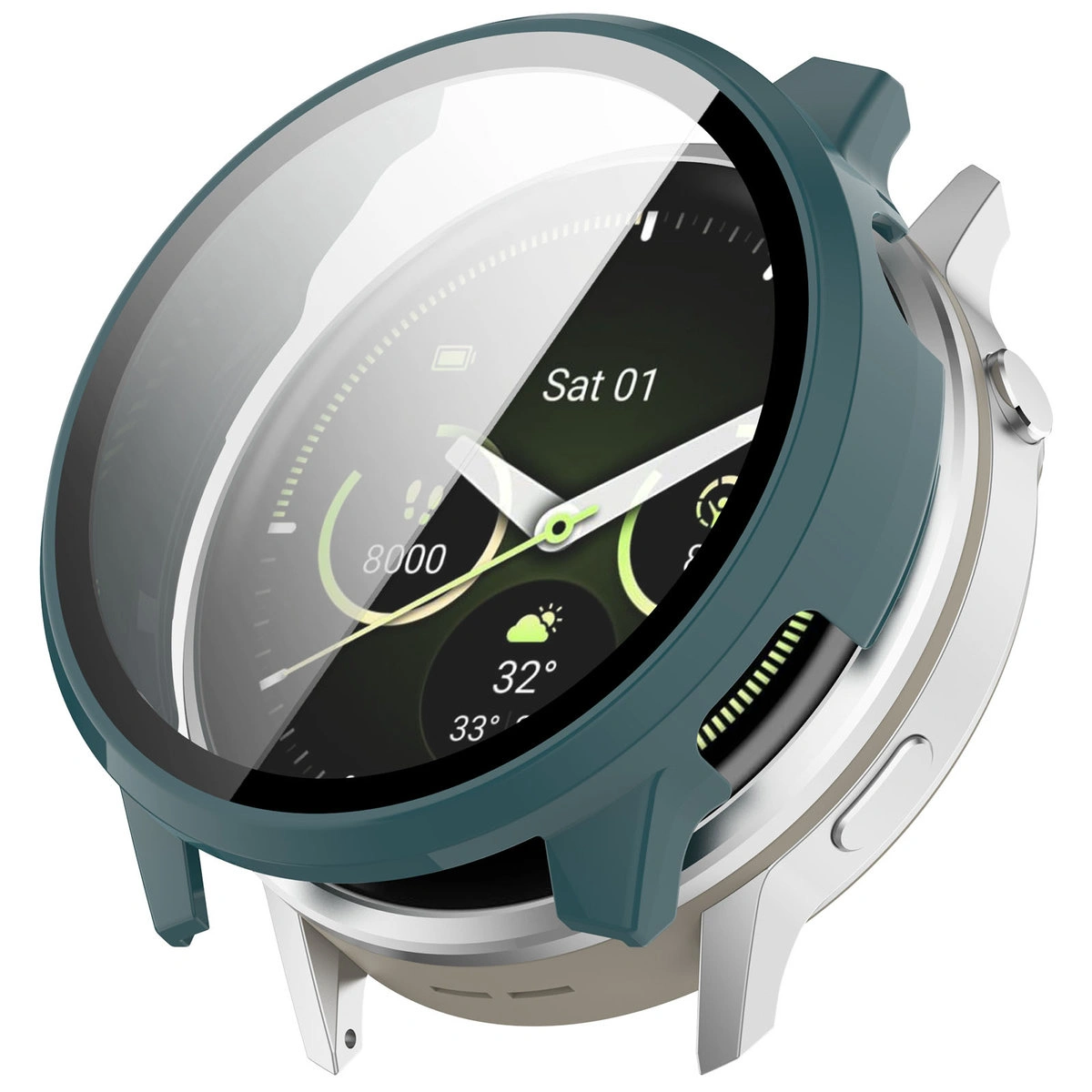 Wizualizacja nakładania etui Bizon Case Watch Adamo do Garmin Venu 4 45 mm